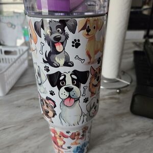Dog-Themed Travel Tumbler with Cartoon Design